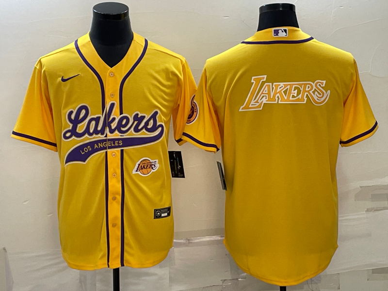 2023 Men Los Angeles Lakers Blank yellow NBA Jersey style 4